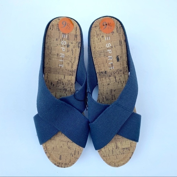 Esprit Crisscross Navy Blue Espadrille Wedge - Picture 2 of 11